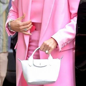 Longchamp mini leather tote in red